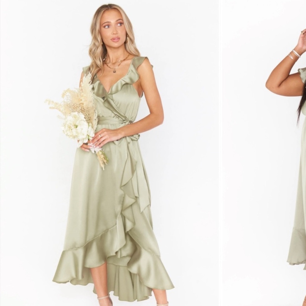Show Me Your Mumu Olive Green Ruffle Dress